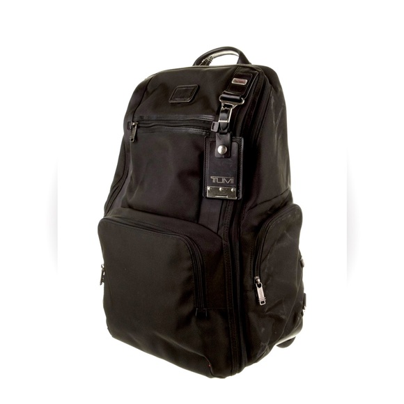 Tumi black canvas backpack with silver-tone hardware - Picture 1 of 7